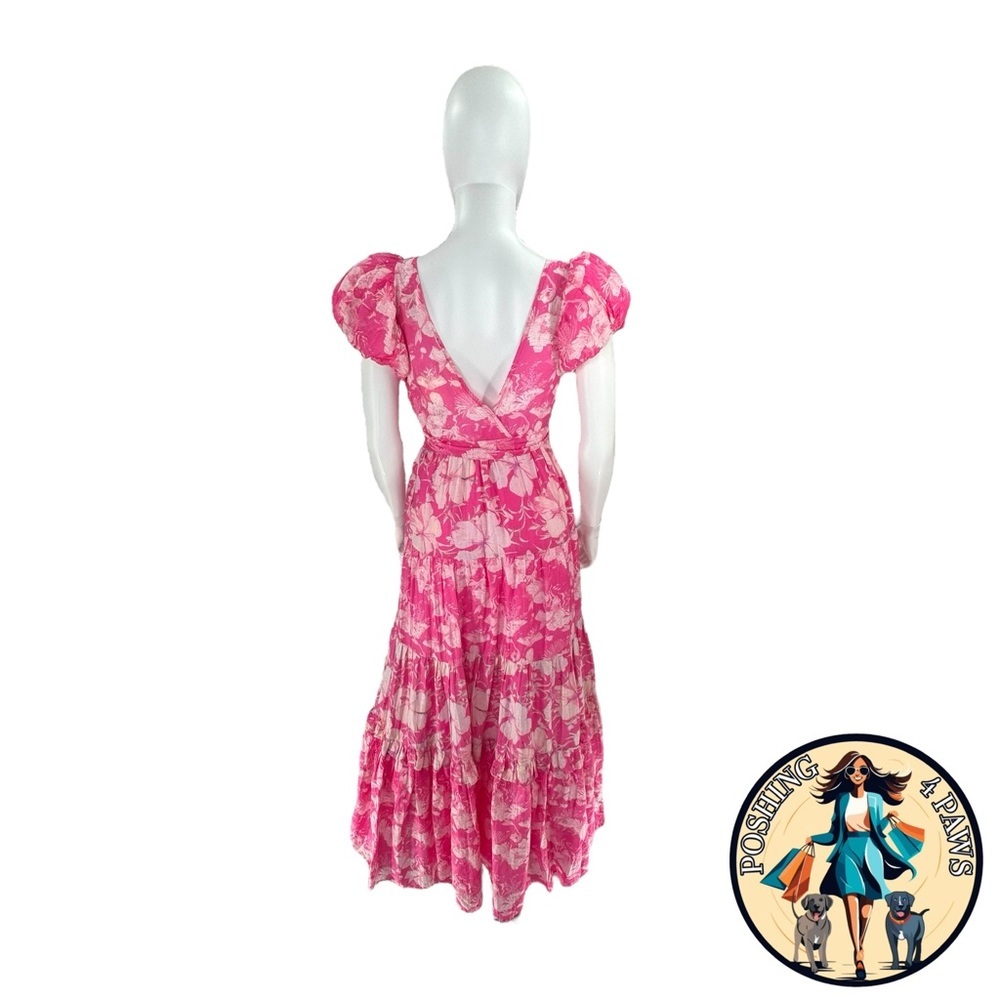 LoveShackFancy | NEW Karalie Silk Blend Maxi Dress in Holiday Sun Fuchsia Size 2 - Picture 9 of 13